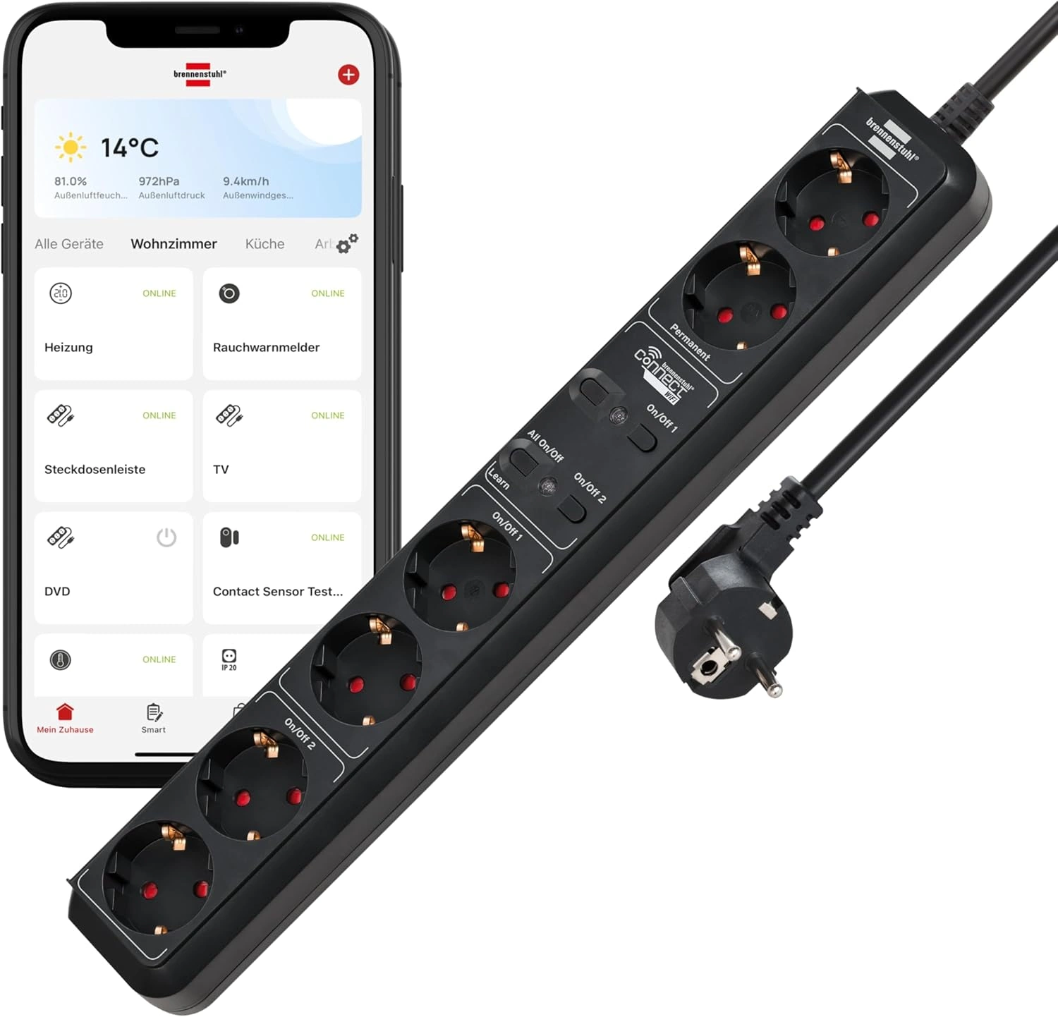 Brennenstuhl Connect Eco-Line WLAN Steckdosenleiste 6-fach – Smart Home