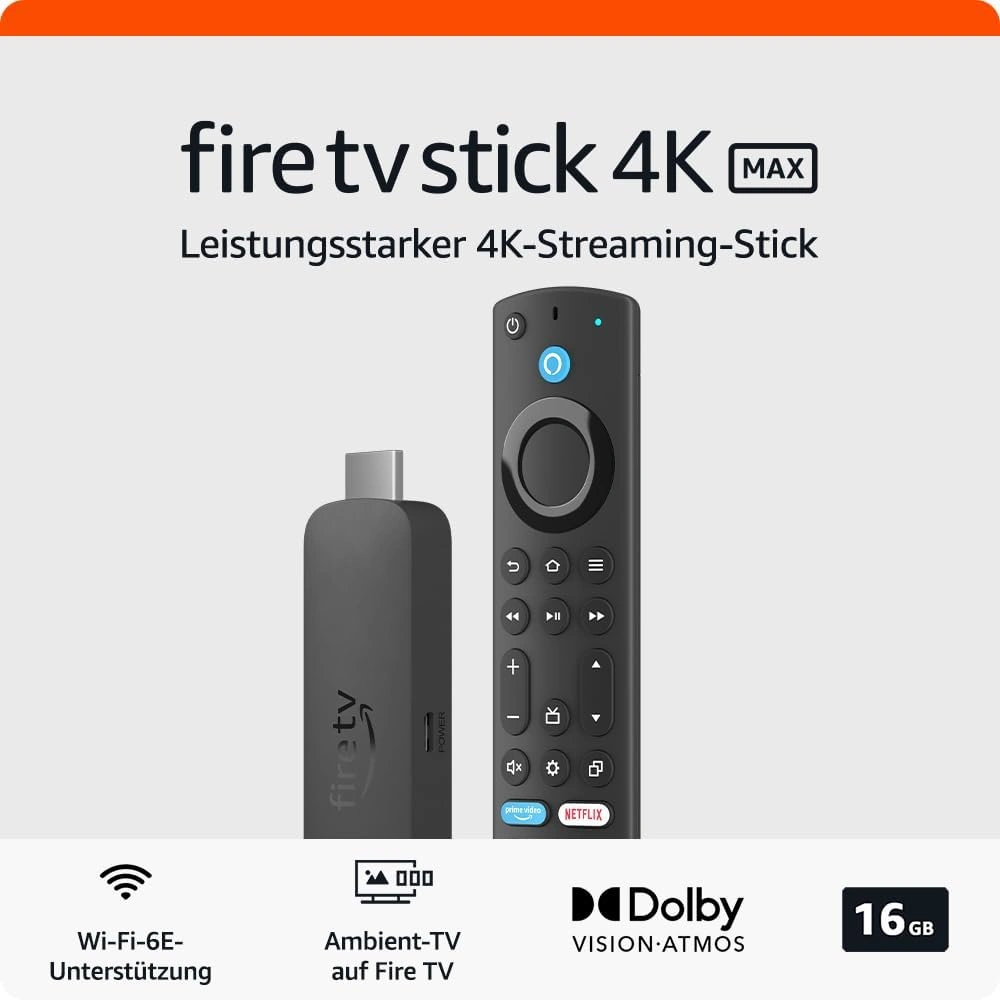 Fire TV Stick 4K Max – Wi-Fi 6E Streaming-Stick mit 16 GB Speicher