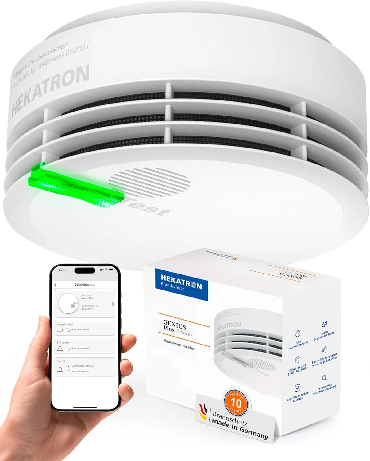 Hekatron Genius Plus Rauchmelder mit App & 10 Jahre Batterie