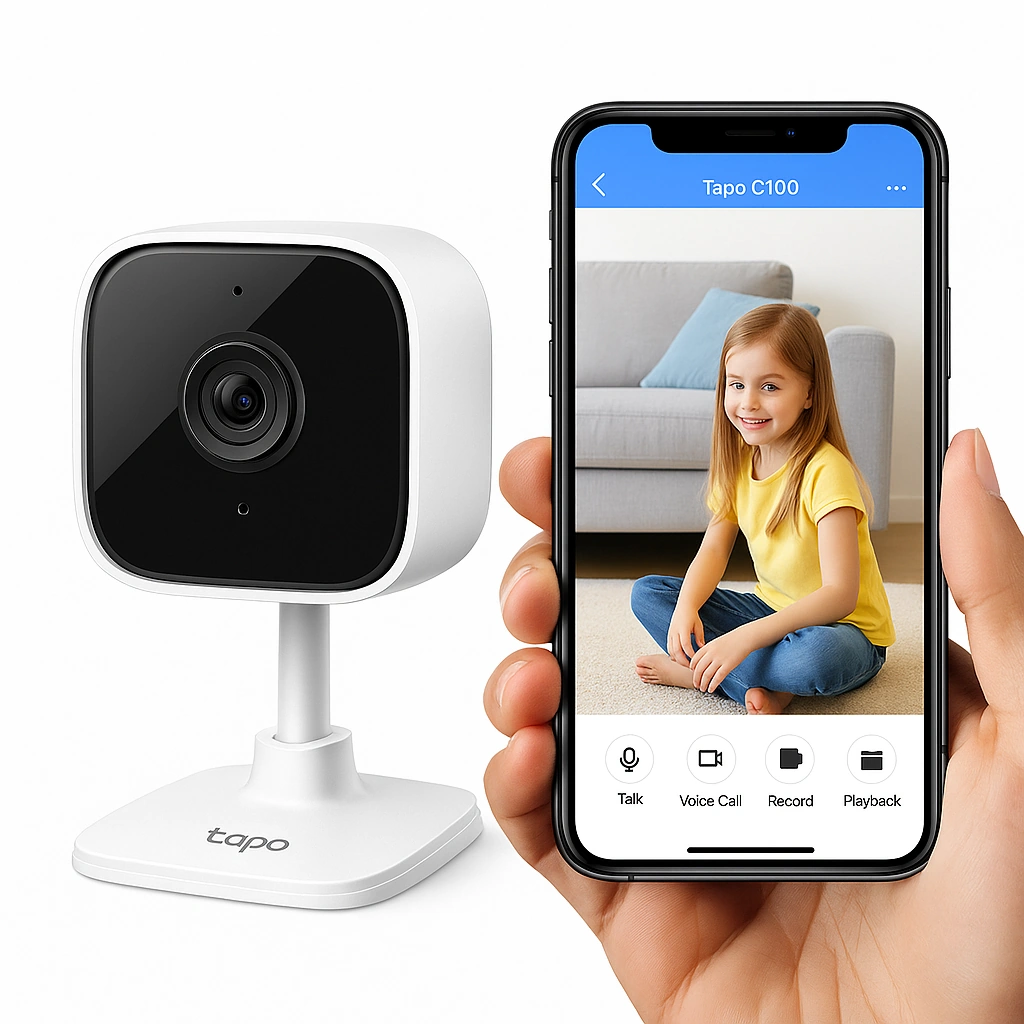 TP-Link Tapo C100 – Kompakte WLAN-Kamera mit Nachtsicht für Innenräume